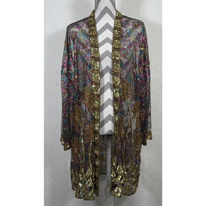 Vintage French Collizioni Designer Sequin Jacket Beaded Gold & Pink Size 1X